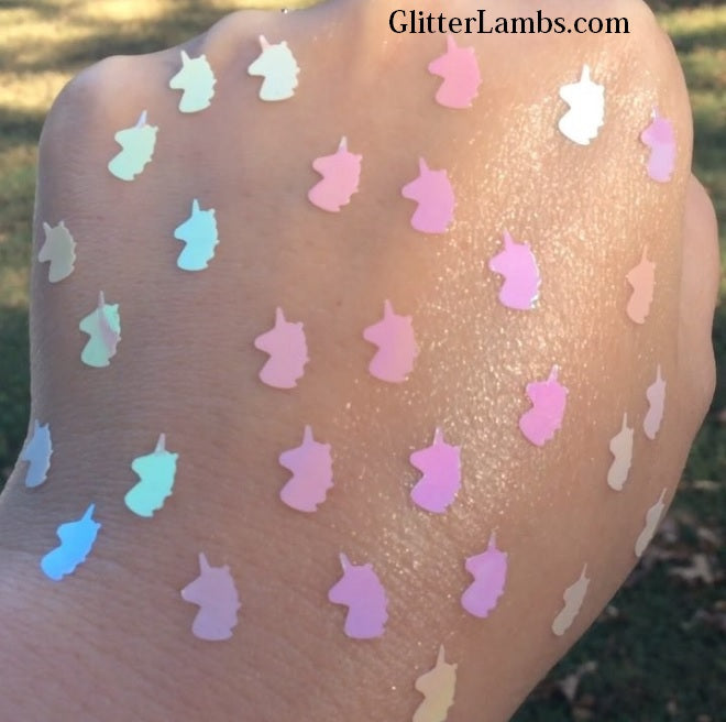 Glitter Lambs "Magical Little Unicorns" chunky body glitter. Glitter Lambs Cosmetics | GlitterLambs.com