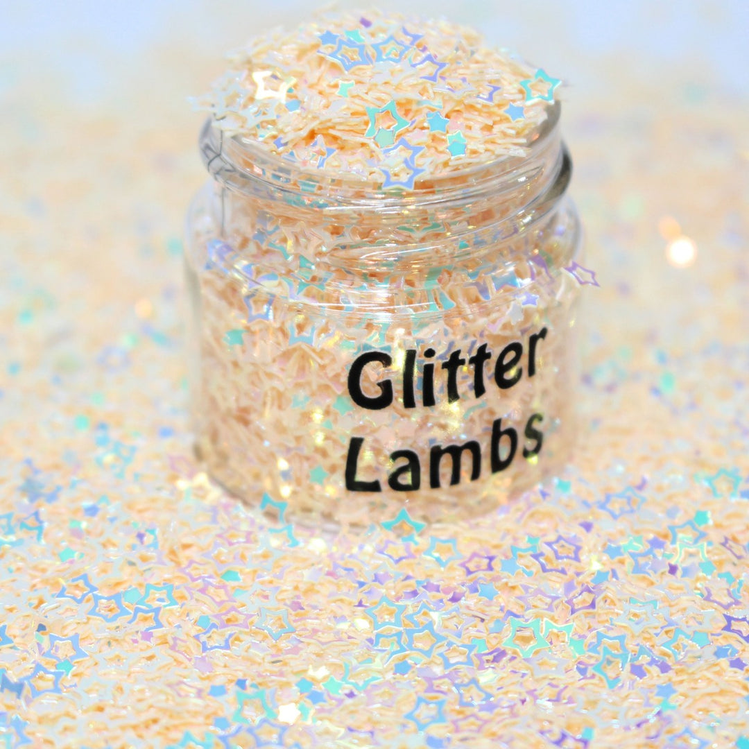 Nectar glitter by GlitterLambs.com Hollow peach colored star glitters