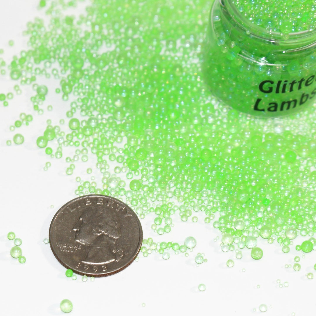 Adopt A Troll Caviar Lime Green Beads 1-2mm by GlitterLambs.com