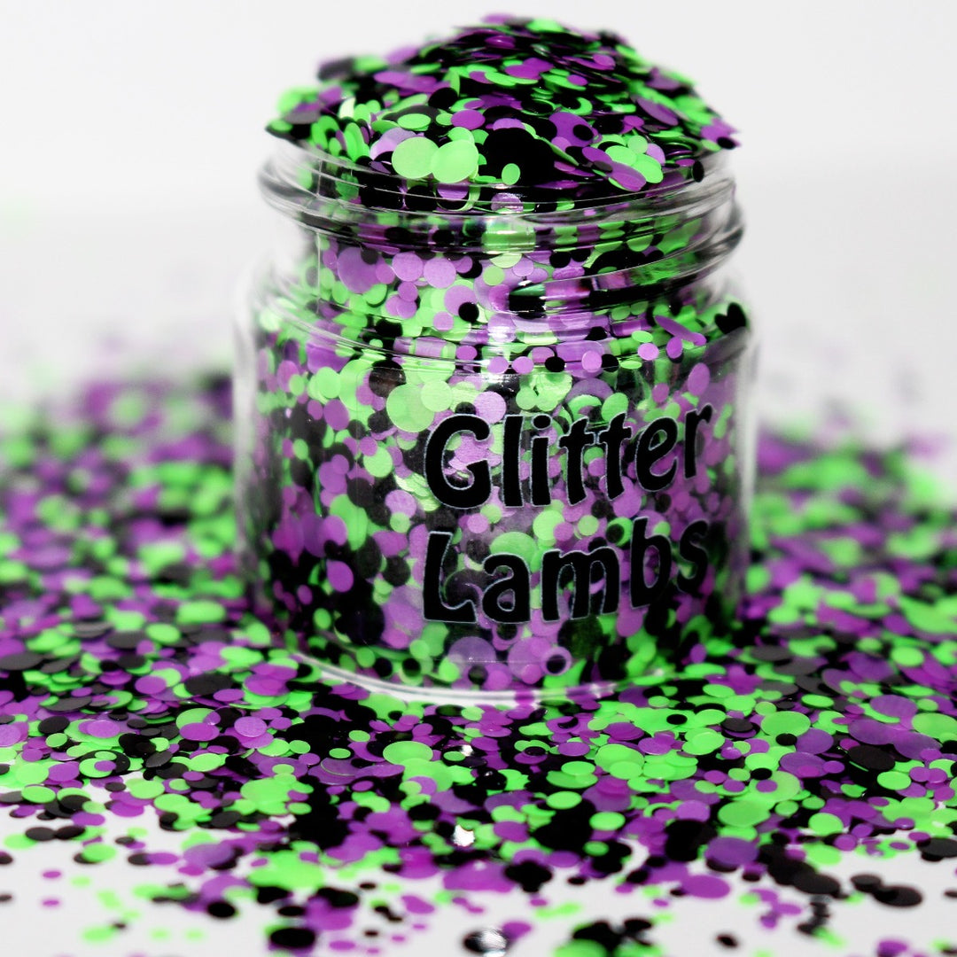 Beetlejuice Glitter. Jar is 15 mL. This glitter mix works great for crafts, nails, resin, body, hair, etc by GlitterLambs.com