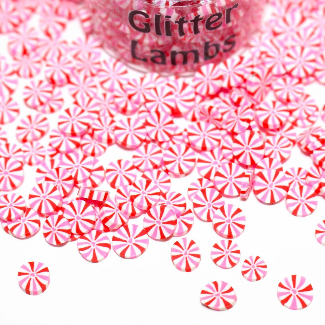 Festive Peppermint Candy Christmas Clay Sprinkles by GlitterLambs.com