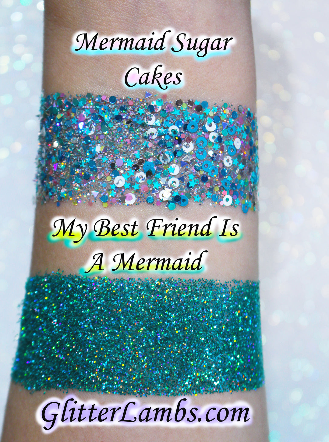 My Best Friend Is A Mermaid | (.015) by GlitterLambs.com Great for crafts, nails, resin, body, etc. Holographic Aqua glitter.