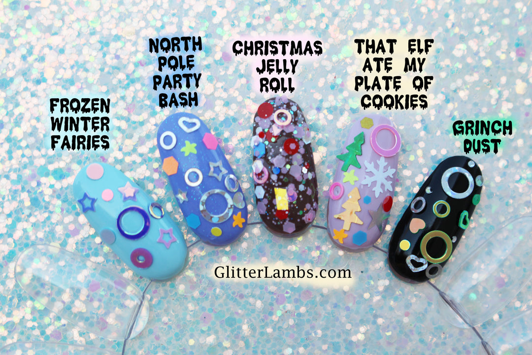 Nail Swatch Of Christmas Glitters