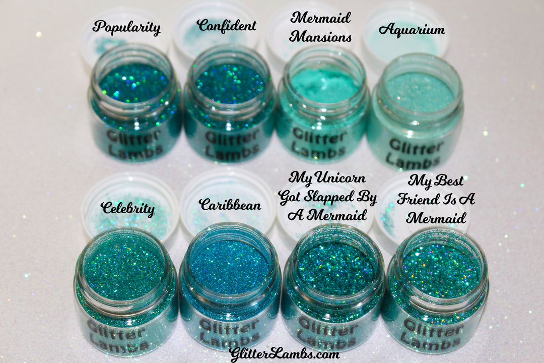 Glitter Lambs Aqua, Blue, Green Body Glitter & Loose Eyeshadow Pots