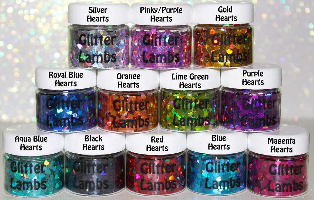 Holographic Heart Body Glitter By GlitterLambs.com