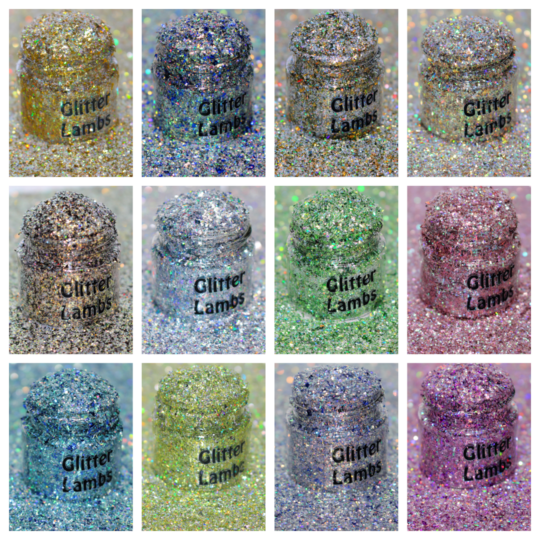 Christmas Is Here Glitter Collection of 12 by GlitterLambs.com