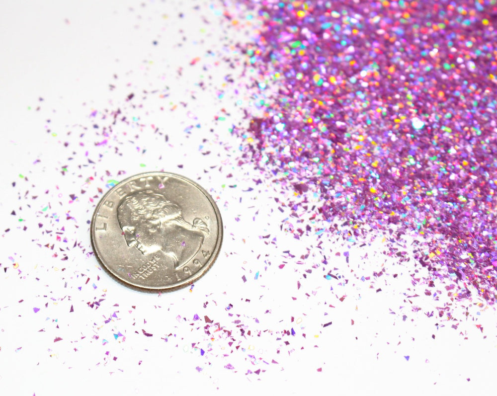 Adopt A Fairy Mylar Shards Glitter by GlitterLambs.com. A purple pink holographic mylar shard glitter.