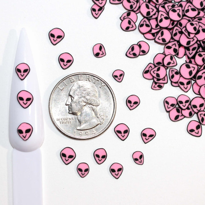 Pink Alien Head Clay Sprinkles Halloween by GlitterLambs.com