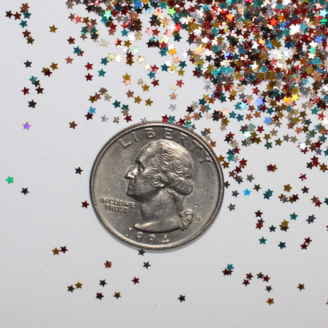 Celestial Stardust Glitter | Star Holographic Metallic Glitter by GlitterLambs.com 1mm Size Tiny For Nail Art