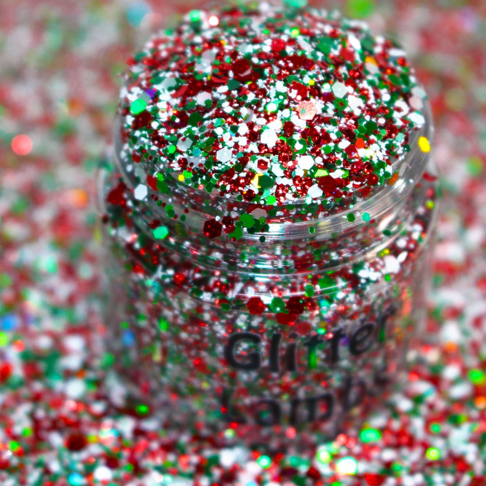 Christmas Calories Don't Count Glitter by GlitterLambs.com Red And Green and White Glitter