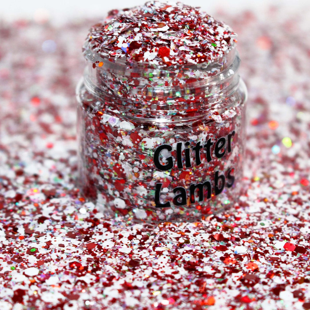 Christmas Peppermints Red And White Glitter mix by GlitterLambs.com