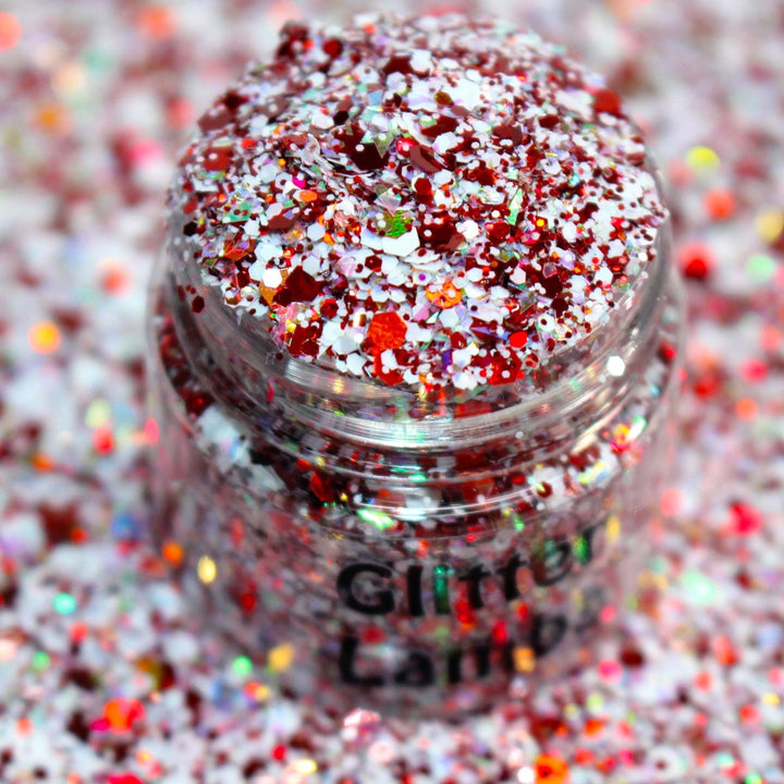 Christmas Peppermints Red And White Glitter mix by GlitterLambs.com