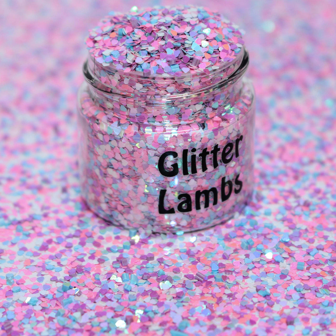 Cupid's Crush tiny heart pastel glitter for nail art, resin, snowglobe tumbler cups, card making, shakers, arts and crafts, diy projects by GlitterLambs.com
