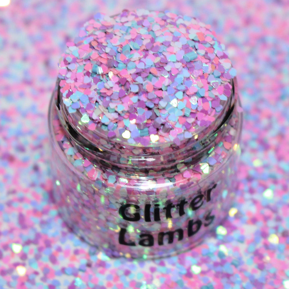 Cupid's Crush tiny heart pastel glitter for nail art, resin, snowglobe tumbler cups, card making, shakers, arts and crafts, diy projects by GlitterLambs.com
