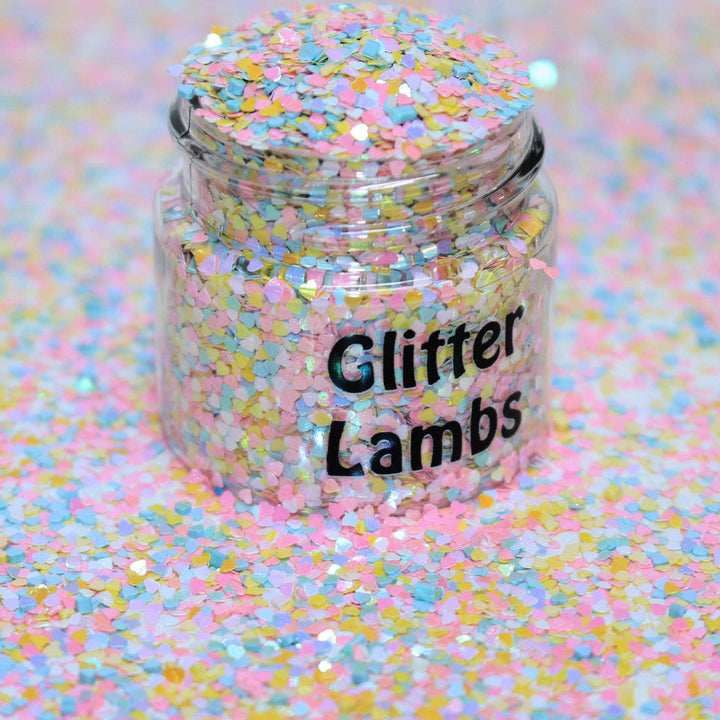 Enchanted Hearts Glitter. Tiny Heart glitters for nail art, snowglobe tumbler cups, resin pours, diy arts and crafts projects, card making by GlitterLambs.com
