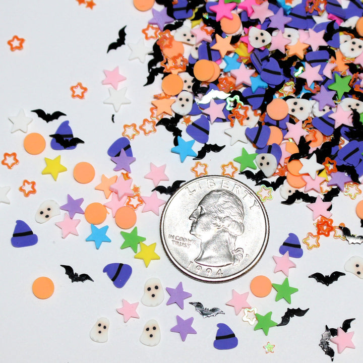 Halloween Jamboree Clay Sprinkles mix by Glitter Lambs GlitterLambs.com For arts and crafts, nail art, fake bake, resin, and more!