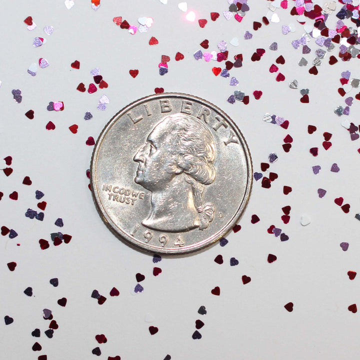 Heartbeats &amp;amp; Sparkles glitter is a 1mm (.040) multicolor heart glitter mix designed to deliver bold, eye-catching sparkle in every project. This tiny heart blend reflects light beautifully, creating a color shift perfect for acrylic nails, gel nail art, epoxy resin pours, shaker cards, slime mixes, snow globe tumblers, scrapbook embellishments, and DIY craft designs.

The tiny 1mm size allows these hearts to spread evenly in clear mediums while still providin