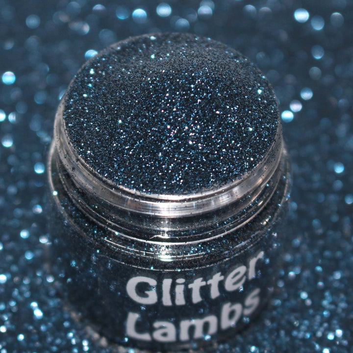 Just A Figment Of Your Imagination Blue Black Metallic Hex Glitter by GlitterLambs.com .004