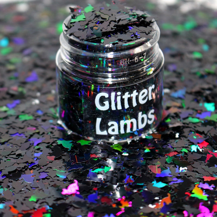 Kitty Cat Black Holographic Shape Glitter for nail art, resin, snowglobe tumbler cups, etc