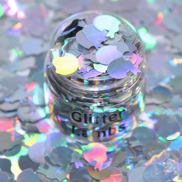 Let's Play Some Football Helmet Shape Glitter Silver Holographic by GlitterLambs.com