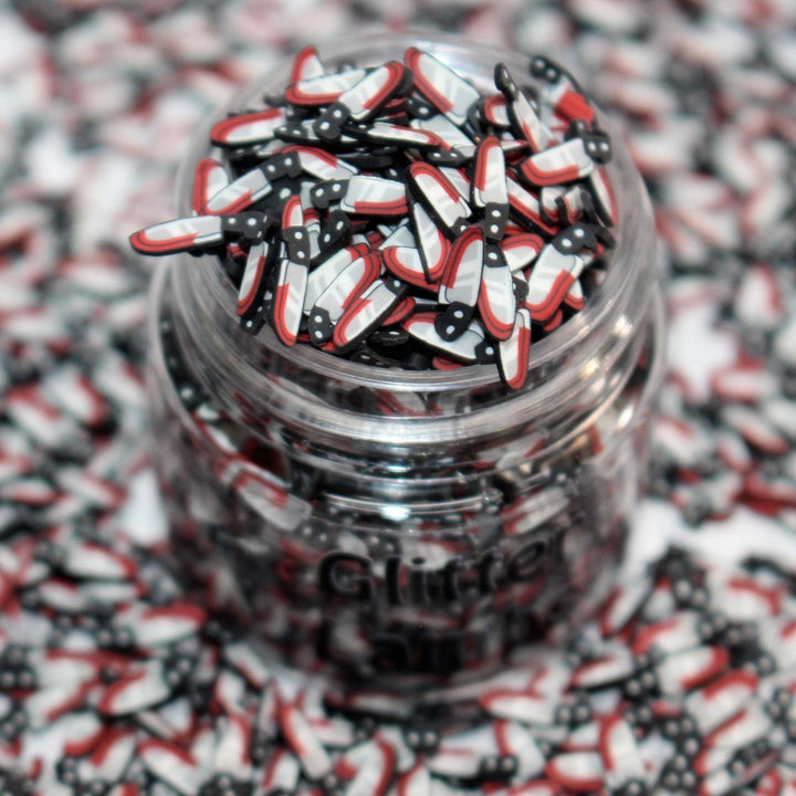 This Halloween clay sprinkle mix is called "Murder Weapon" by GlitterLambs.com