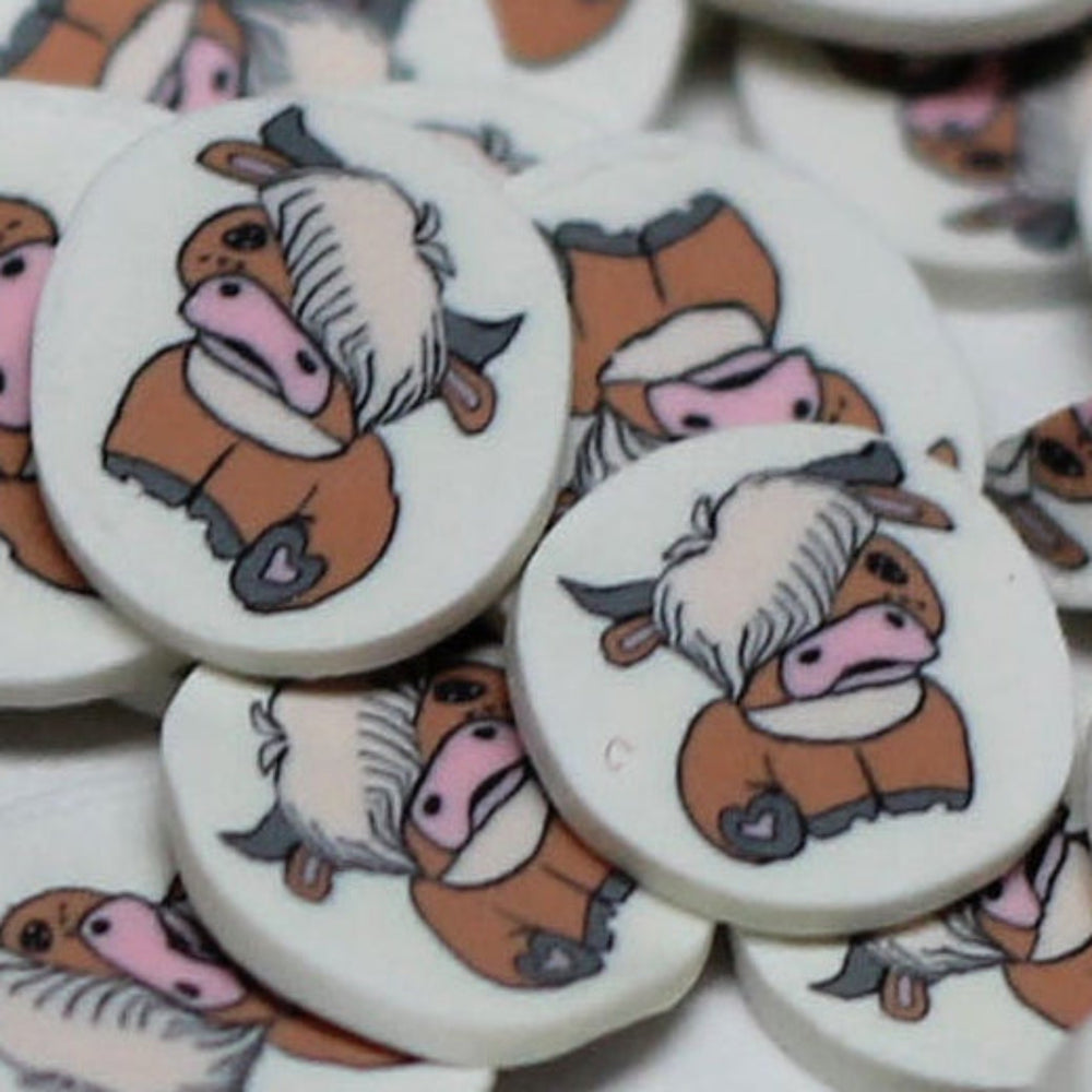 Peekaboo Moo Highland Cow Clay Slices Sprinkles 5mm by GlitterLambs.com