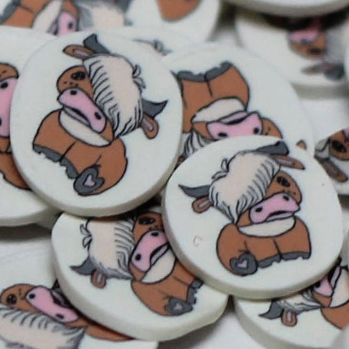 Peekaboo Moo Highland Cow Clay Slices Sprinkles 5mm by GlitterLambs.com