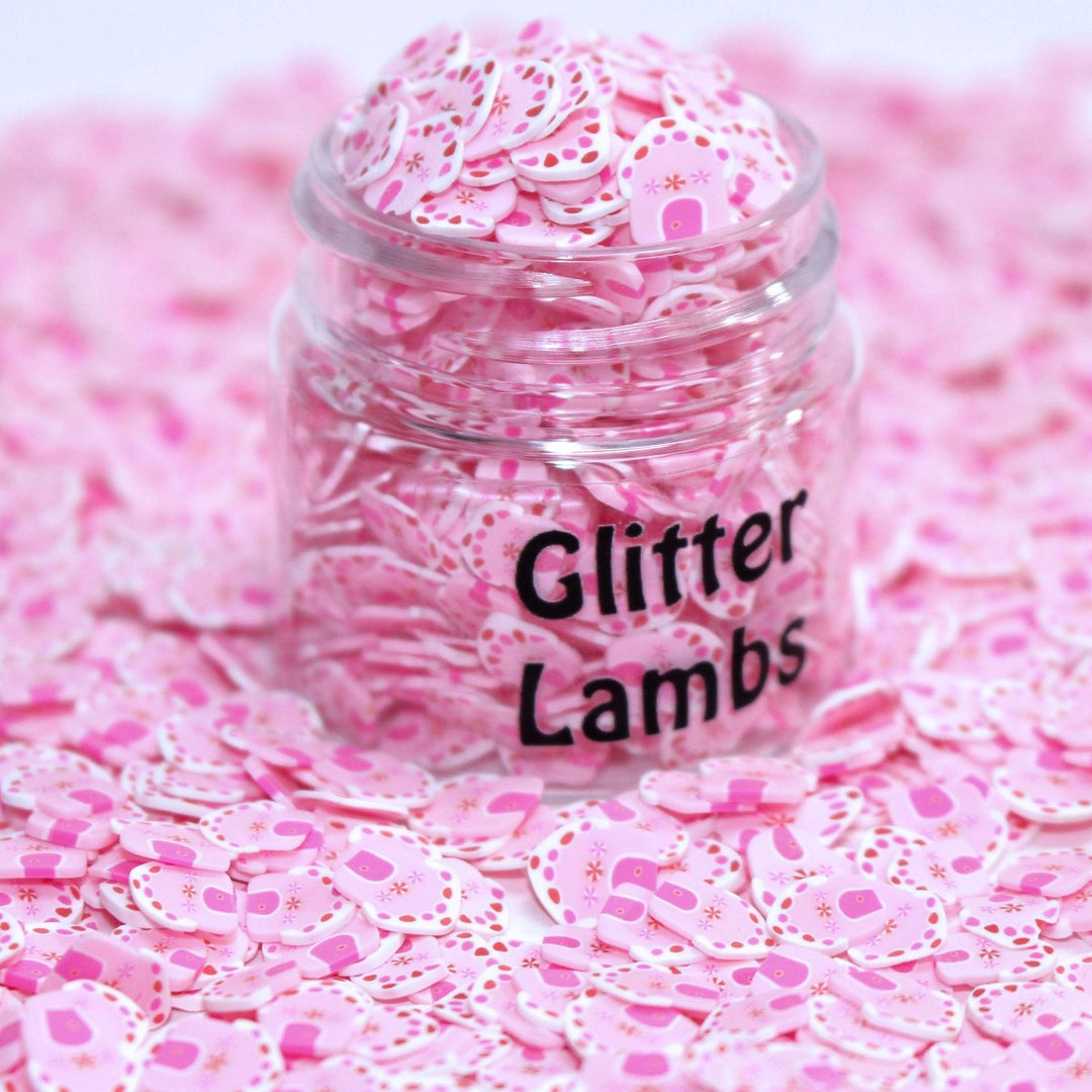 Pink Gingerbread House Christmas Clay Sprinkles by GlitterLambs.com