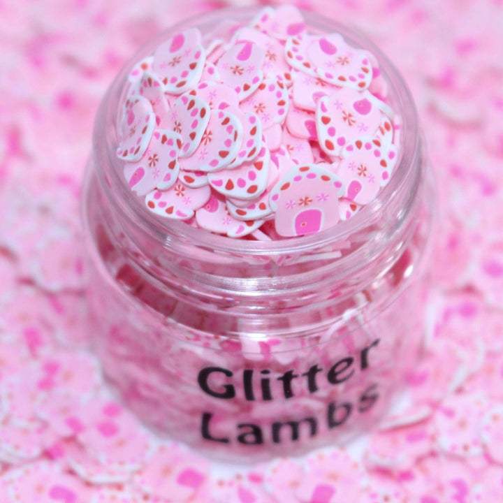 Pink Gingerbread House Christmas Clay Sprinkles by GlitterLambs.com