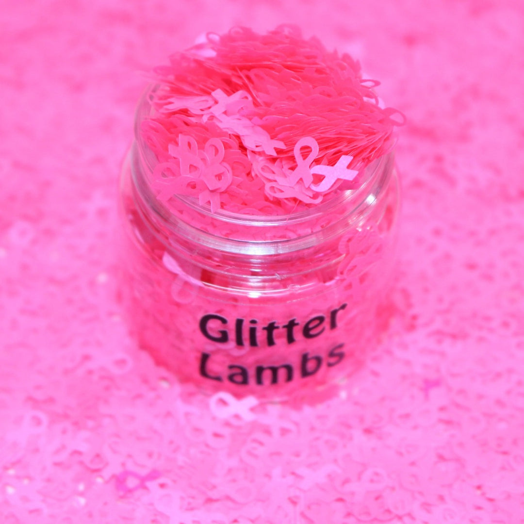 Pink Ribbon Breast Cancer Awareness Shape Glitter