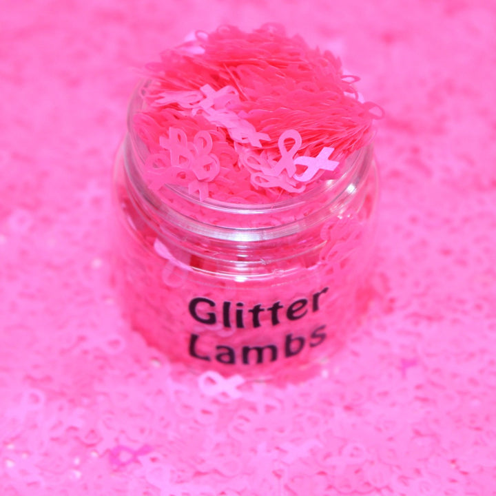 Pink Ribbon Breast Cancer Awareness Shape Glitter