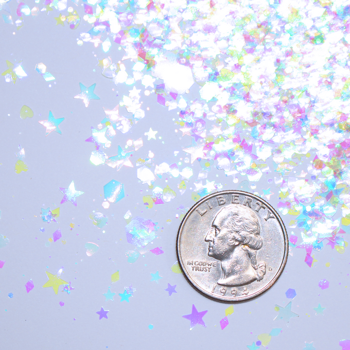 Pixie Dust Iridescent Glitter by GlitterLambs.com Arts, Crafts, Nail Art, Resin, DIY Projects. Hearts, Stars, Diamonds, Hex.