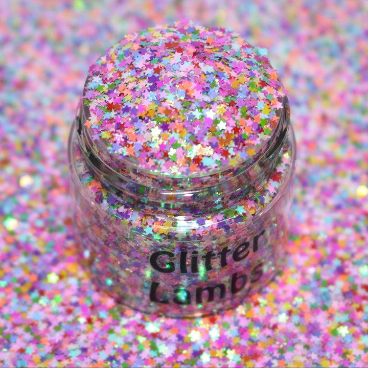Prismatic Stars Pastel Tiny Star Glitter for nail art, resin, snowglobe tumbler cups, arts and crafts, diy projects.