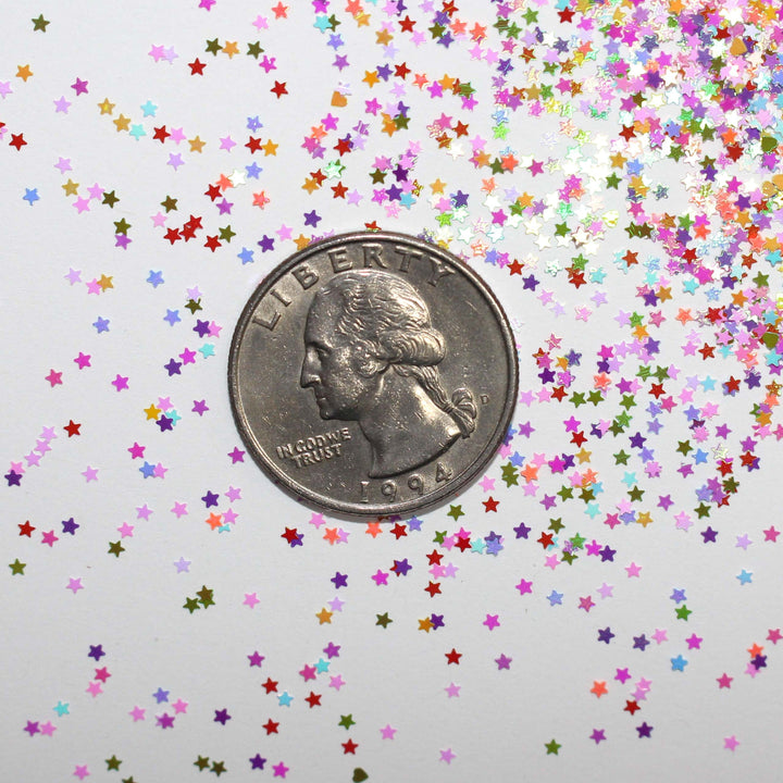 Prismatic Stars Pastel Tiny Star Glitter for nail art, resin, snowglobe tumbler cups, arts and crafts, diy projects.