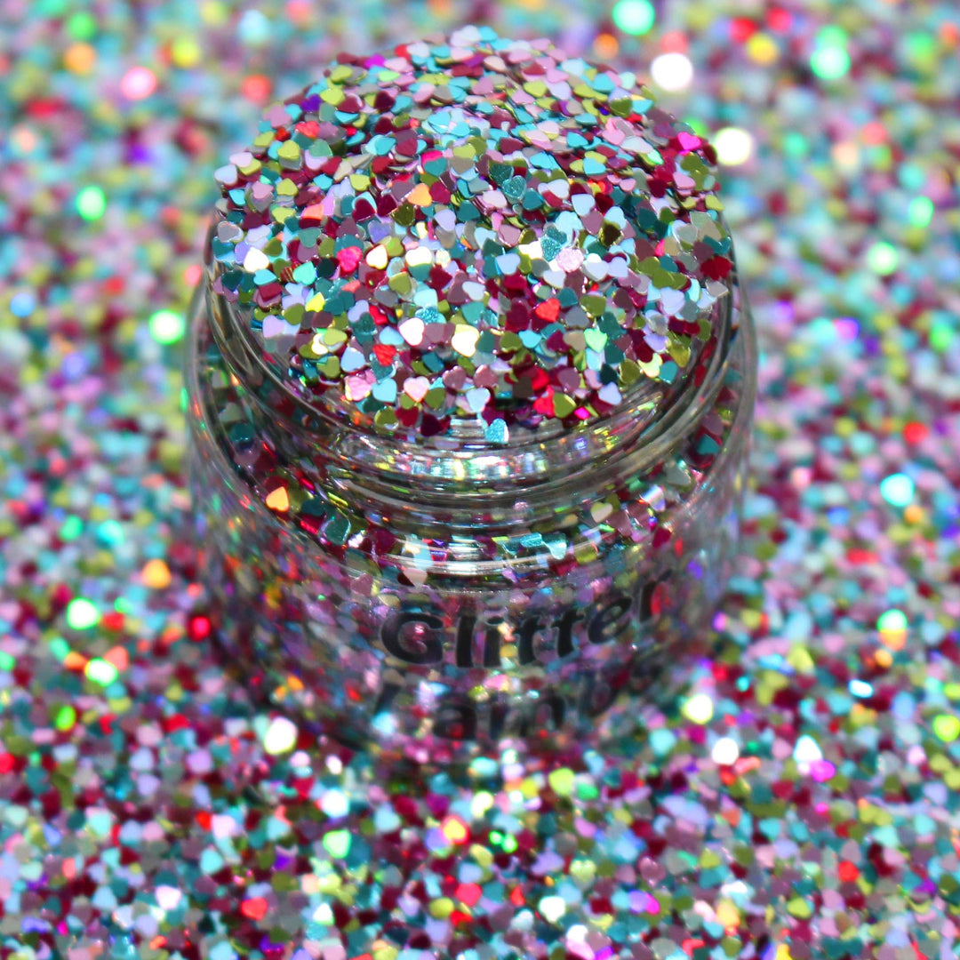 Sweetheart Sparkle glitter by GlitterLambs.com For Nail art, resin, snowglobe tumbler cups, card making, fishing lures, diy art and crafts projects.