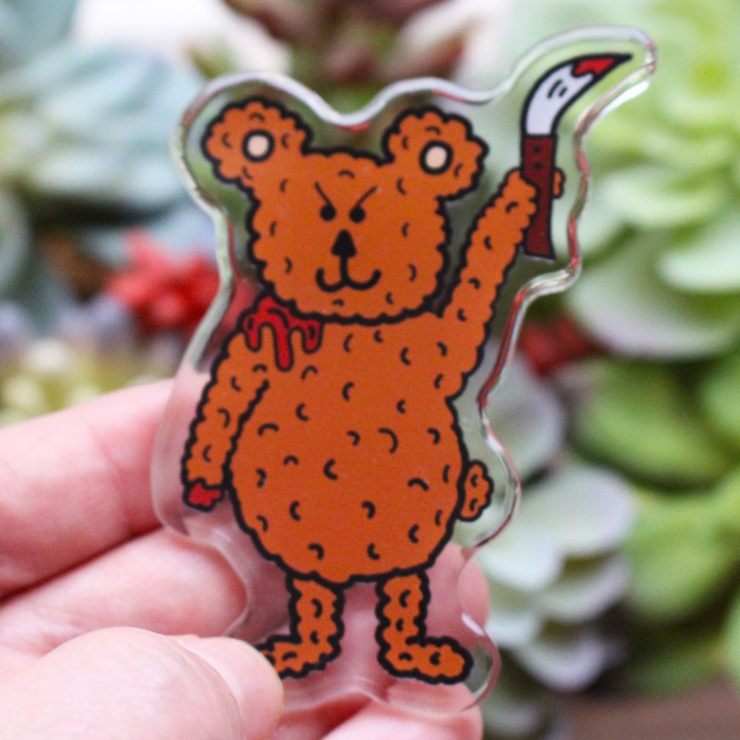 Killer Teddy Bear With Knife Halloween Magnet