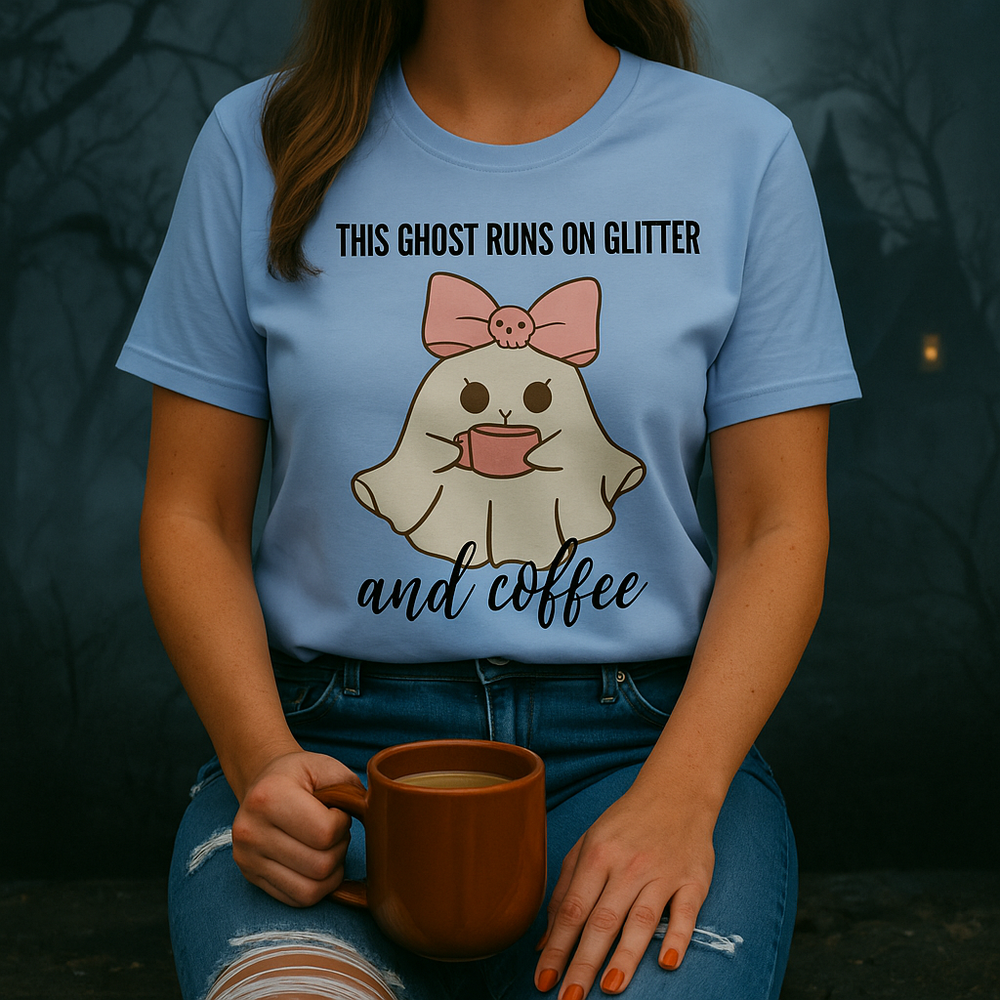 This ghost runs on glitter and coffee halloween shirt