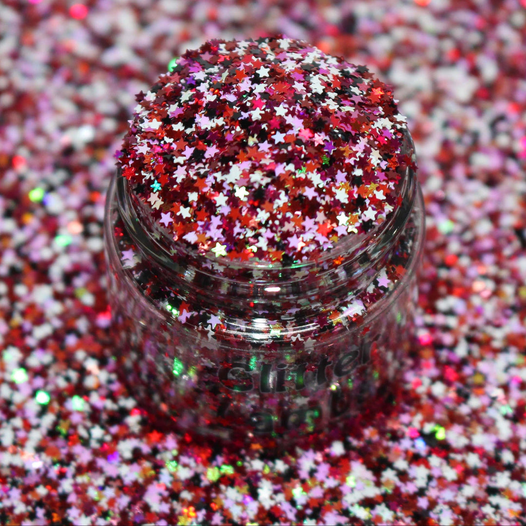 Twilight Twinkle Glitter by GlitterLambs.com. 1mm (.040) tiny star shaped glitter.