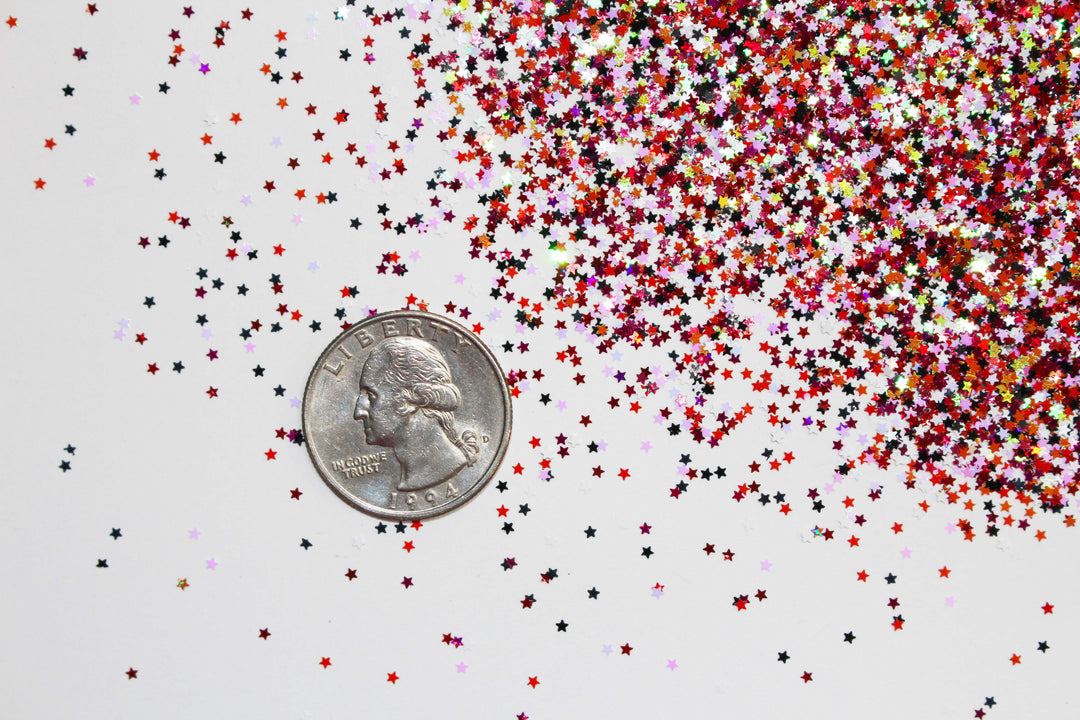 Twilight Twinkle Glitter by GlitterLambs.com. 1mm (.040) tiny star shaped glitter.