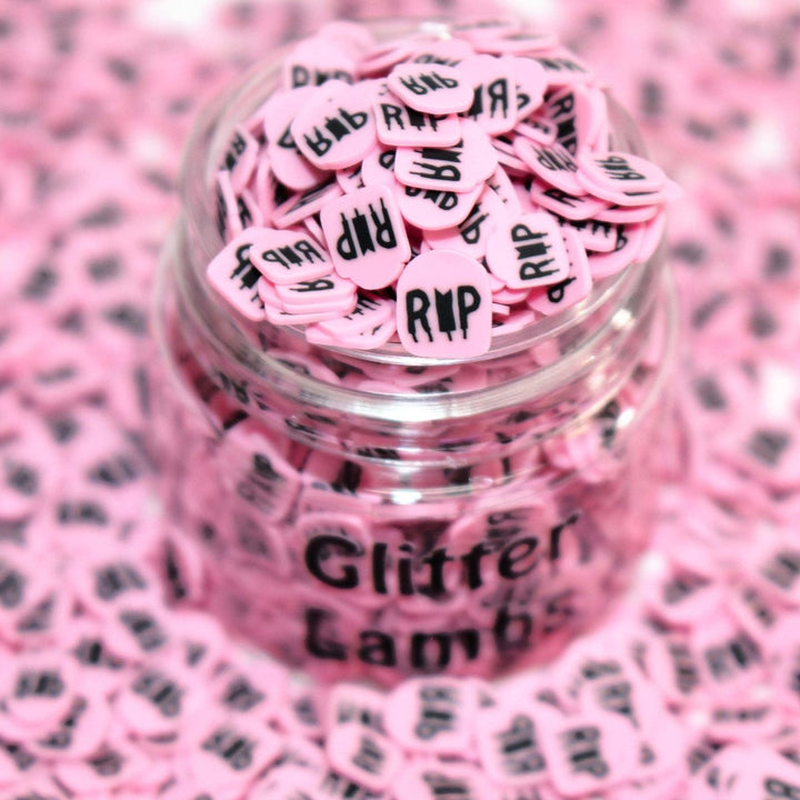 Vampire Queen's Tombstone Halloween Pink RIP tombstone clay sprinkles by GlitterLambs.com