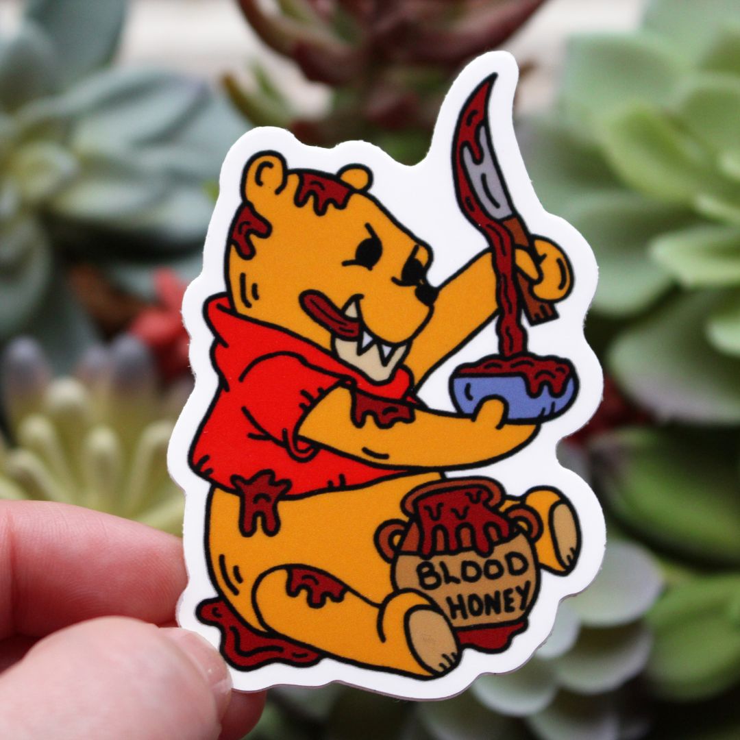 Winnie The Pooh Bear Blood & Honey Halloween Sticker
