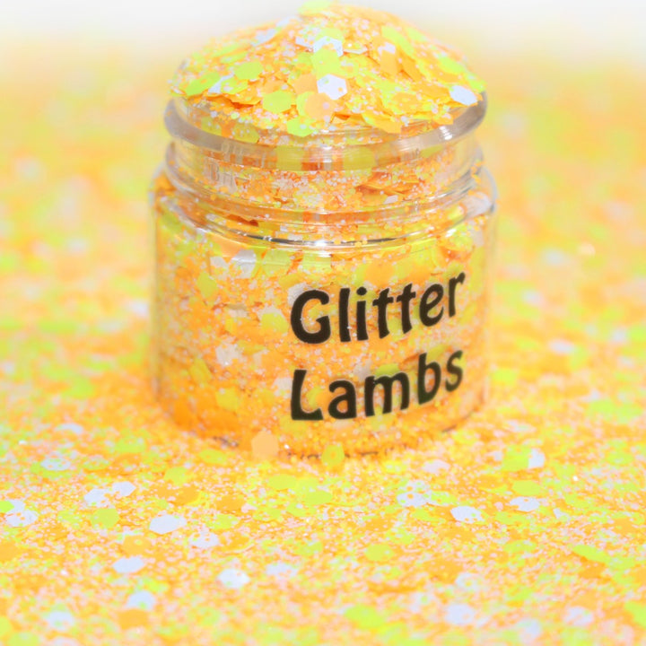 Candy Corn Treats Glitter by GlitterLambs.com. Orange and Yellow White Glitter