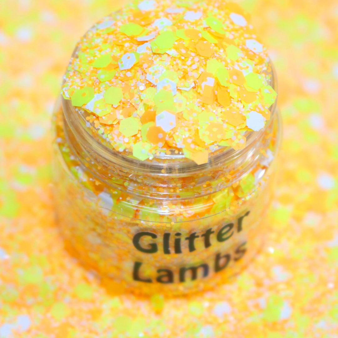 Candy Corn Treats Glitter by GlitterLambs.com. Orange and Yellow White Glitter