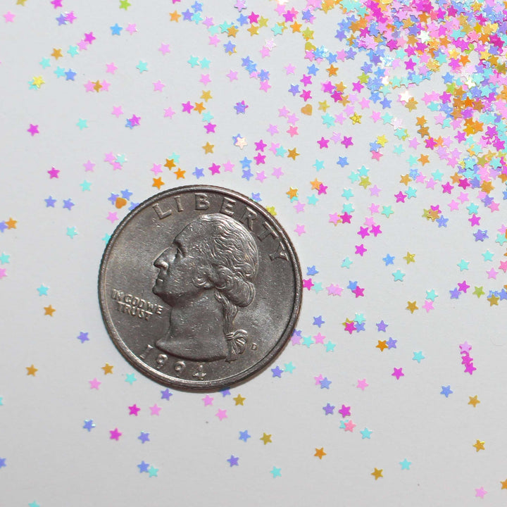 Candy Galaxy Glitter by GlitterLambs.com Pastel star mix in a size 1mm (.040)
