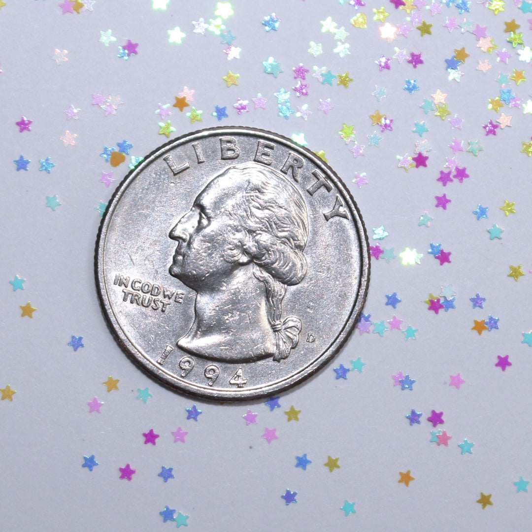 Candy Galaxy Glitter by GlitterLambs.com Pastel star mix in a size 1mm (.040)