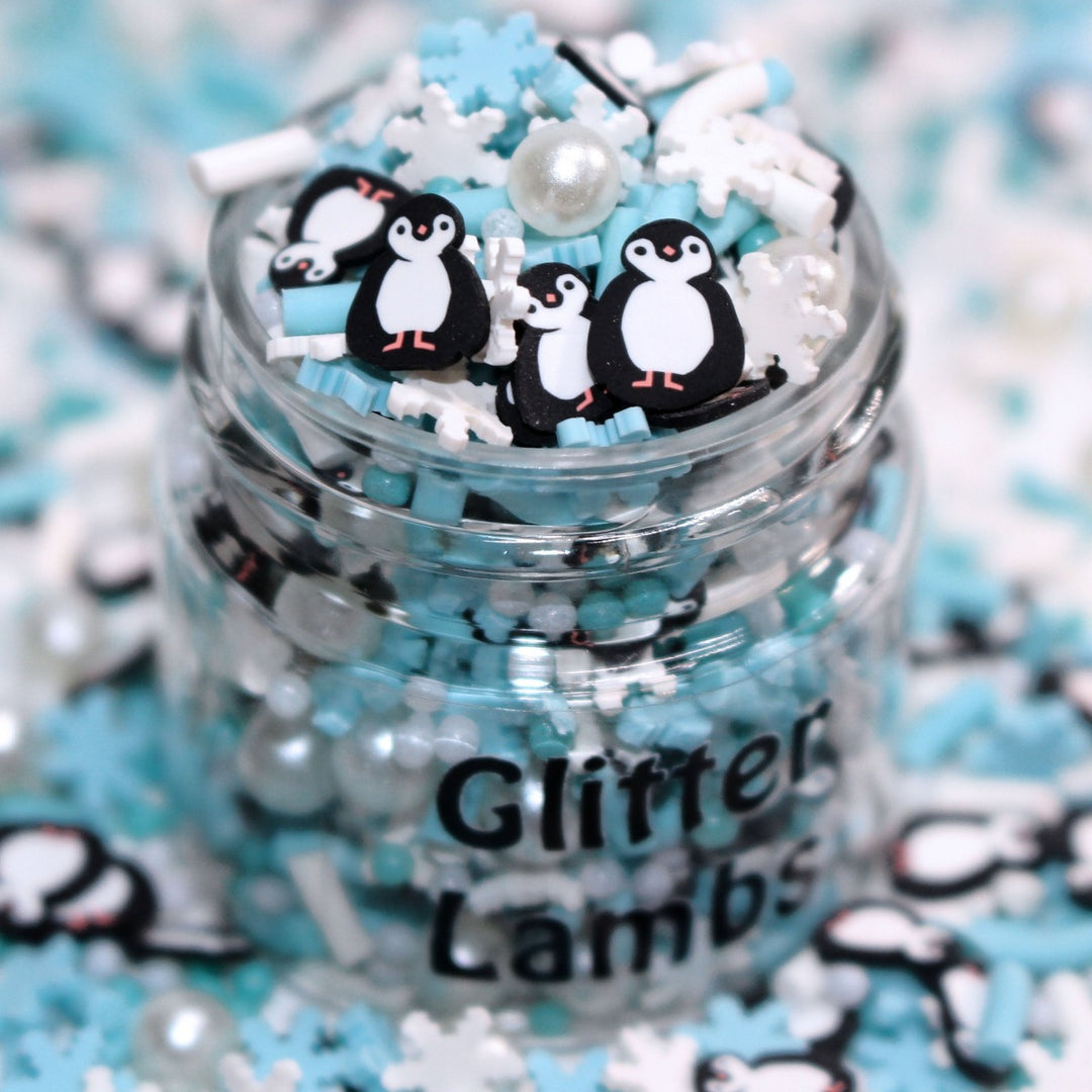 Christmas Penguin Party Clay Sprinkles & Bead Mix by GlitterLambs.com