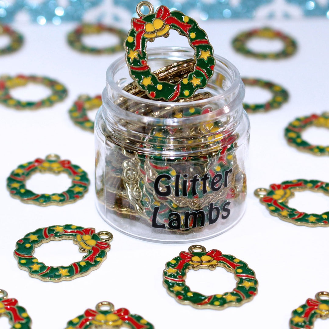 Christmas Wreath Necklace Charm by GlitterLambs.com