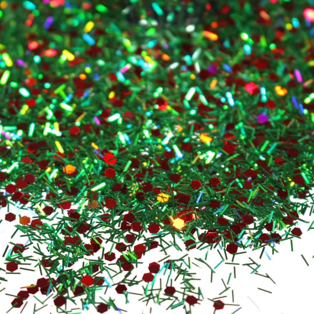 Christmas Wreath Glitter by GlitterLambs.com. Red and Green Glitter.
