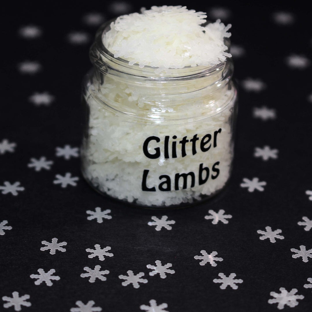 Enchanted Snowflakes Christmas Glow In The Dark Glitter 6mm by GlitterLambs.com