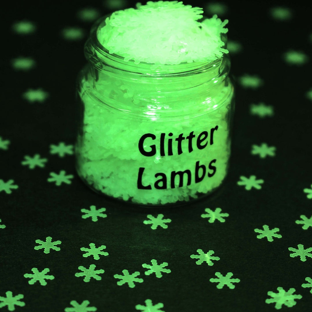 Enchanted Snowflakes Christmas Glow In The Dark Glitter 6mm by GlitterLambs.com